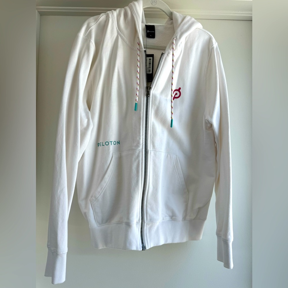 XL NWT Peloton zip front hoodie white